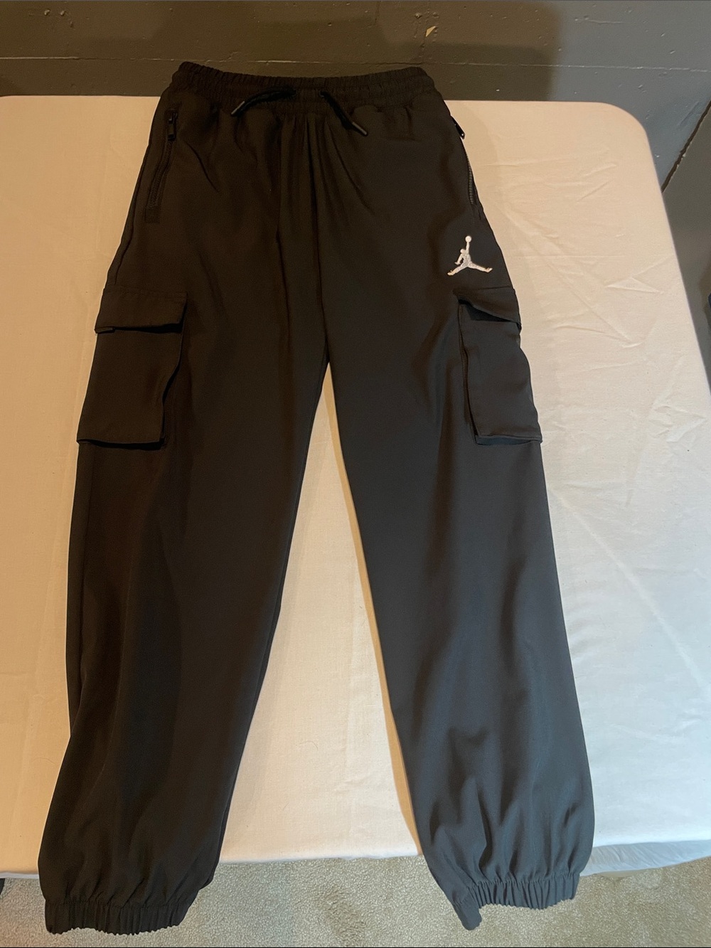 Jordan Black Cargo Track Pants with White Jumpman